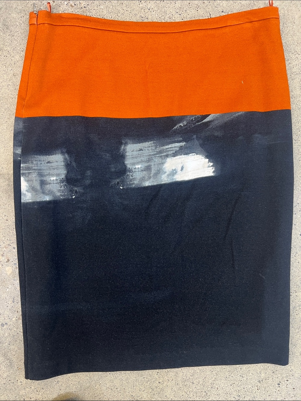 MaxMara Orange and Black Block Pencil Skirt
